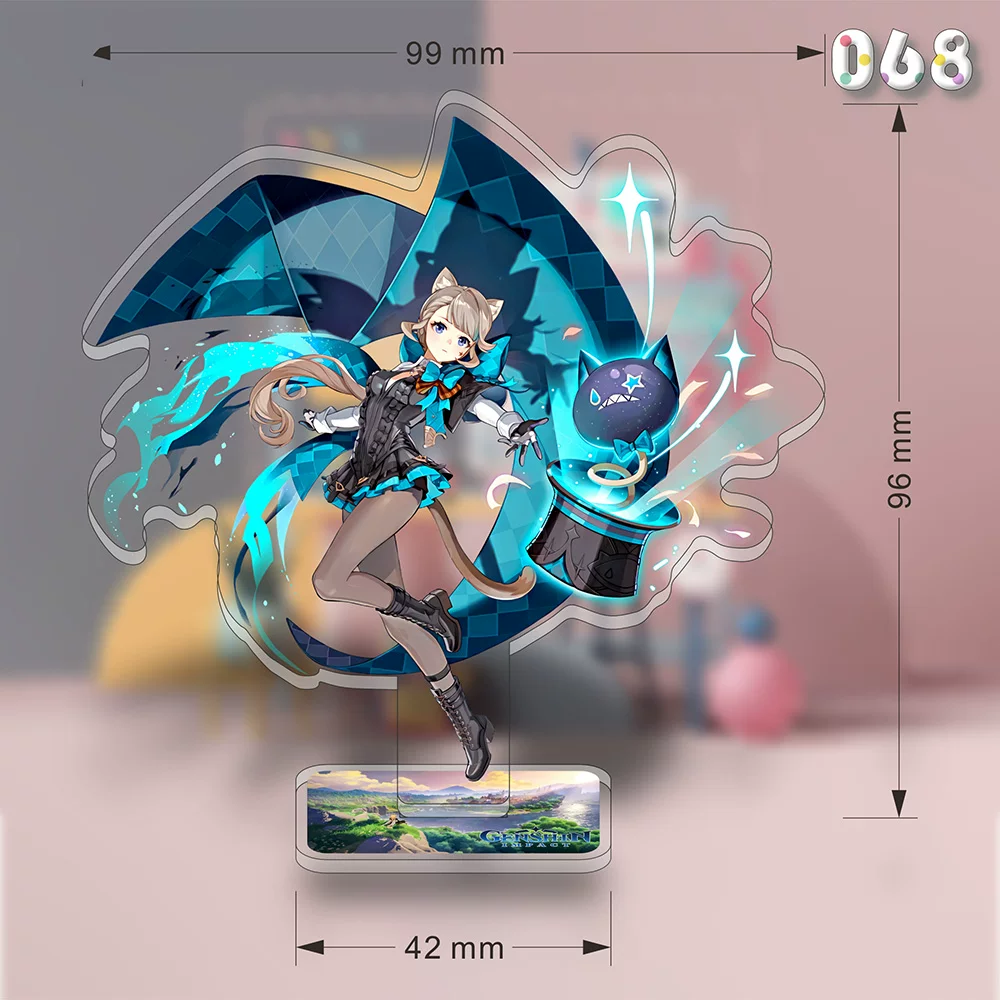 Lynette Akrilik stand of Genshin Impact character, featuring detailed acrylic artwork with vibrant colors and intricate design.