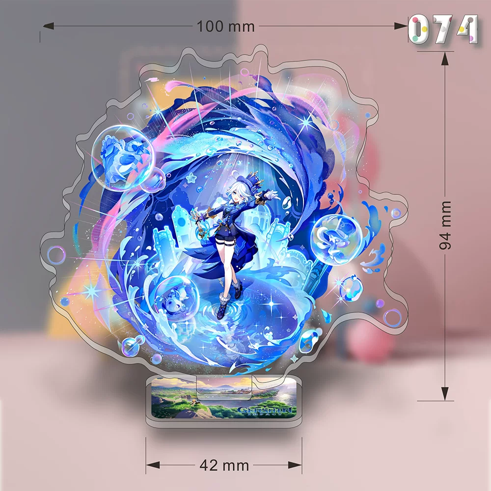 Shadora Furina acrylic stand from Genshin Impact featuring a detailed figure of the character Furina.