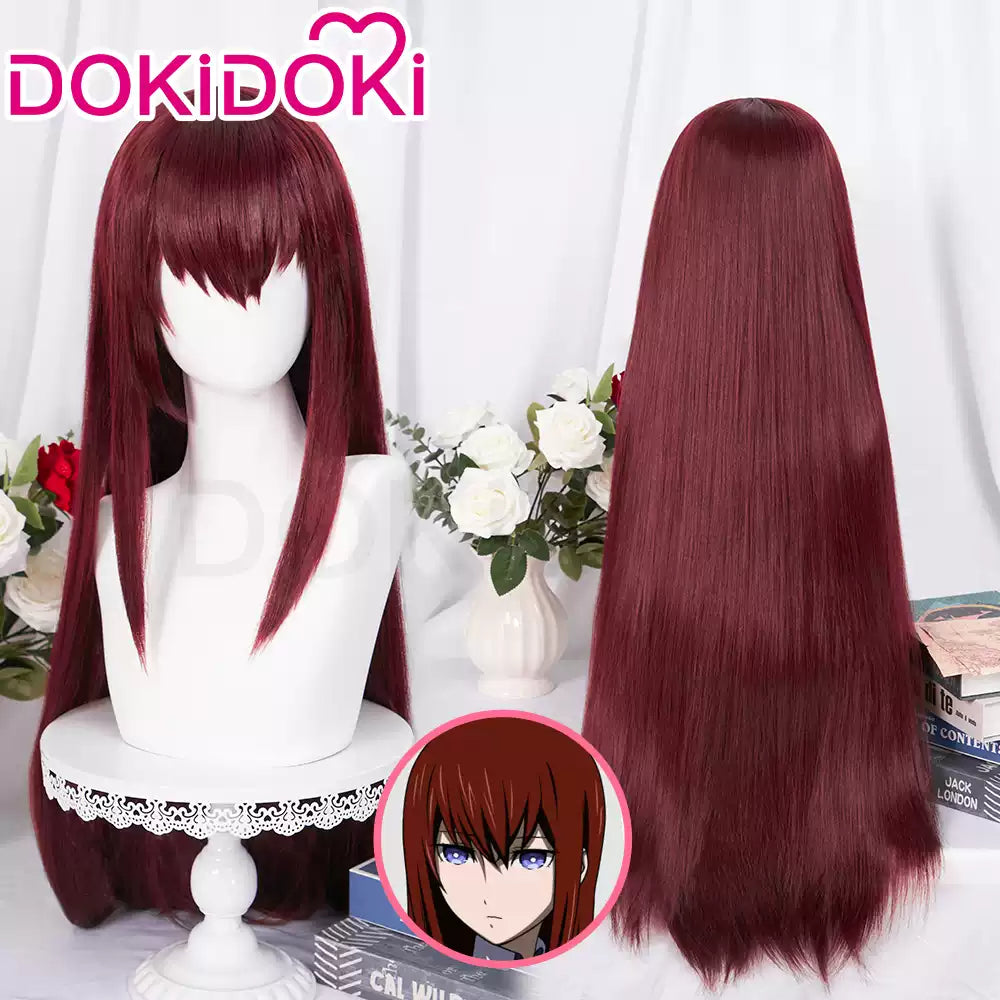 Makise Kurisu cosplay costume from Shadora, featuring character-inspired details and accessories displayed in the image.