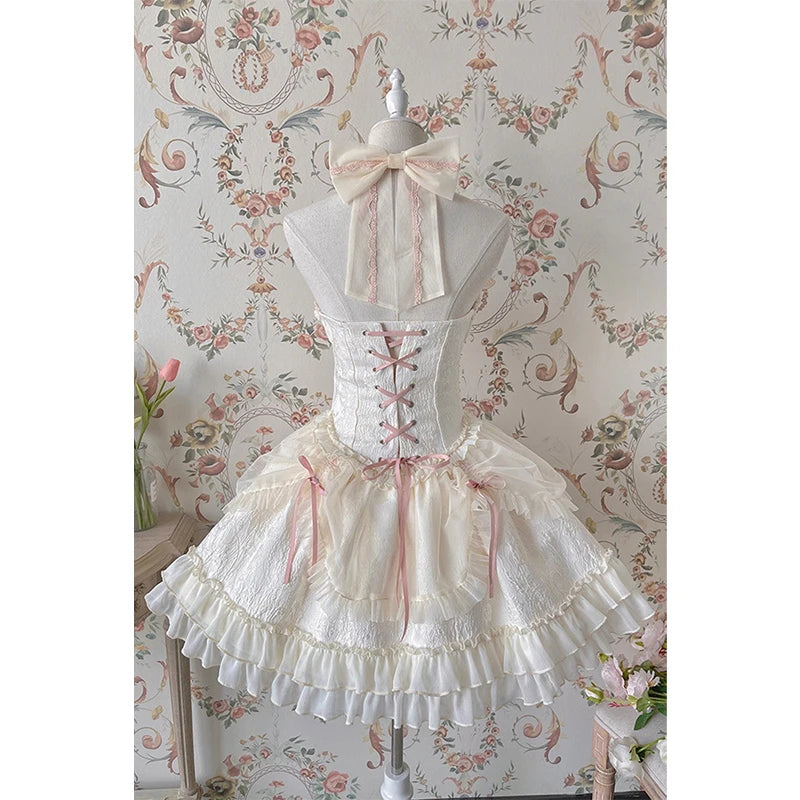 Kawaii Lolita mini dress with bow details by eprolo, featuring a cute, frilly design perfect for stylish, playful outfits.