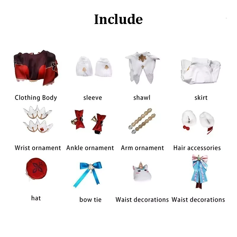 Hyacine cosplay costume with matching peruk wig, featuring vibrant colors and detailed design for costume dress-up or cosplay events.