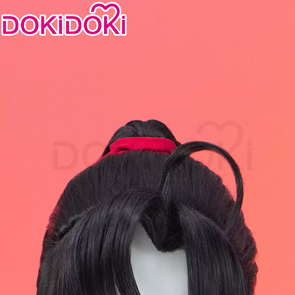 Shadora Wei Wuxian cosplay wig with long black hair and intricate braids, styled for a detailed costume look.