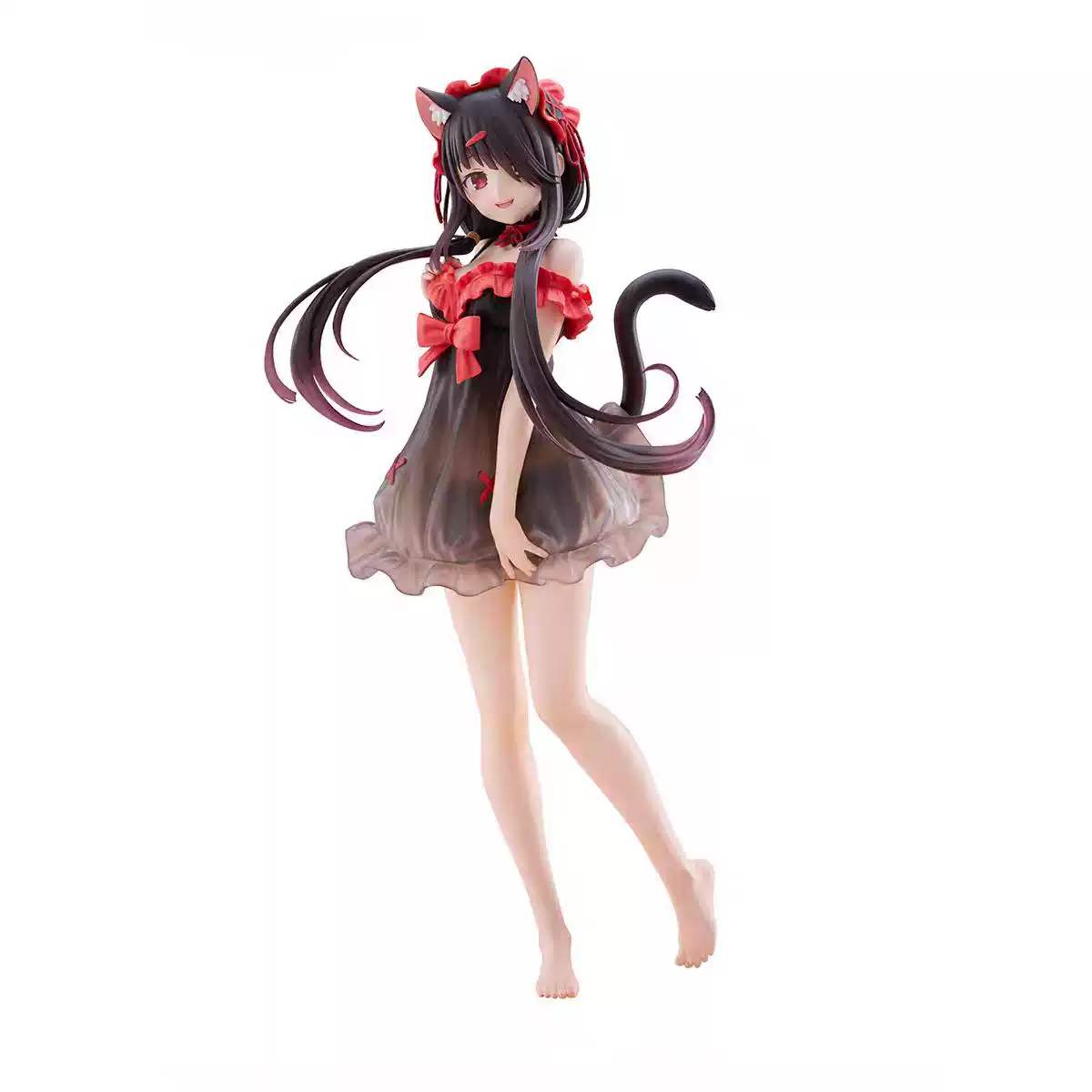 Shadora Kurumi Tokisaki figure featuring detailed design, black and red outfit, and dynamic pose from the anime character.