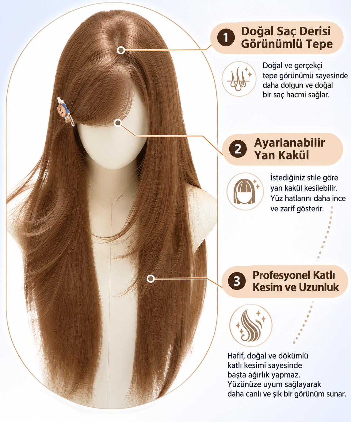 Kumral Peruk 65 Cm
