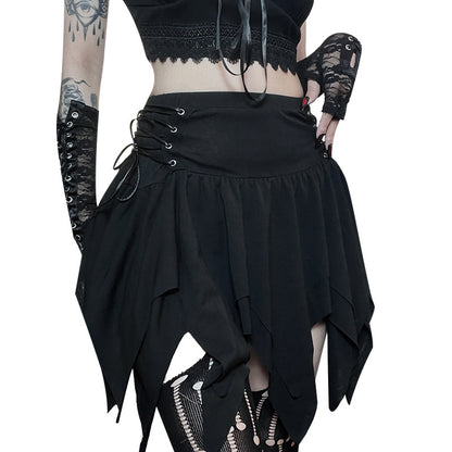 High-waisted frilly mini skirt by eprolo, featuring ruffled details and a fitted silhouette in vibrant fabric.