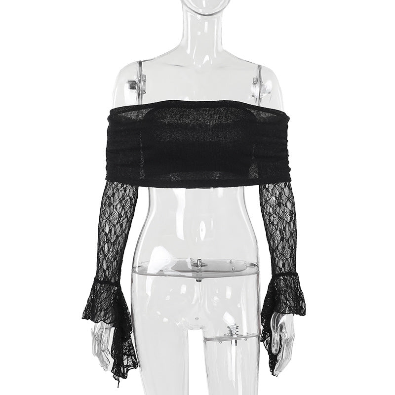 Eprolo white off-shoulder top with lace detailing and open shoulders, stylish and feminine for casual or elegant wear.