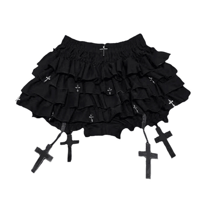 Eprolo ruffled mini skirt in vibrant fabric, featuring a stylish, frilled hem and fitted waist for a trendy, youthful look.