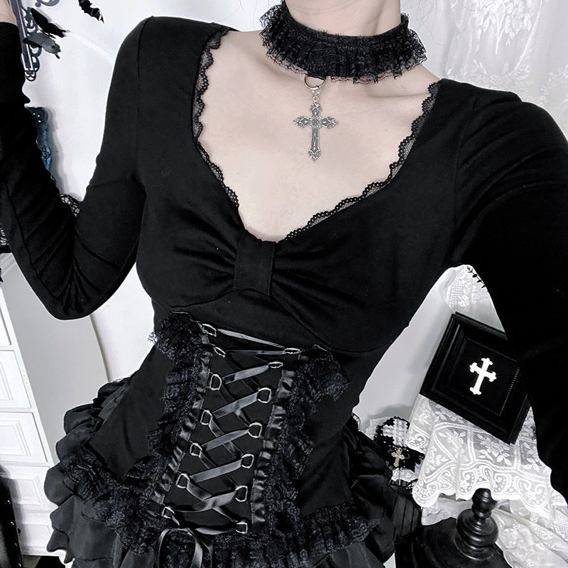 Eprolo Zarif long-sleeve, slim-fit blouse with a collar, shown in a stylish close-up image.