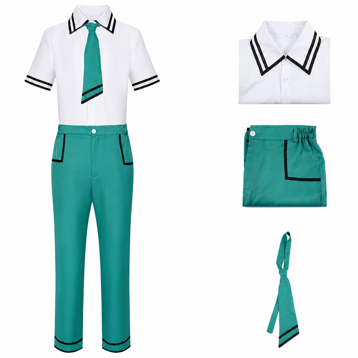 Shadora Saiki K. cosplay school uniform with wig, featuring a navy blazer, white shirt, and matching accessories for anime costume.