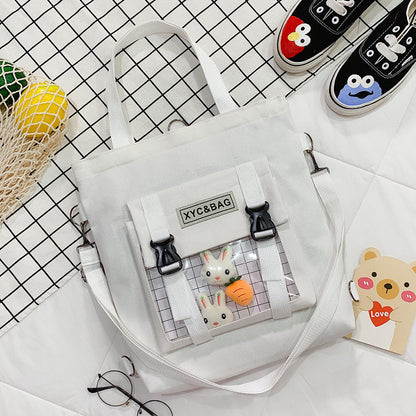 Transparent canvas shoulder bag with colorful printed design, stylish and lightweight, by eprolo.
