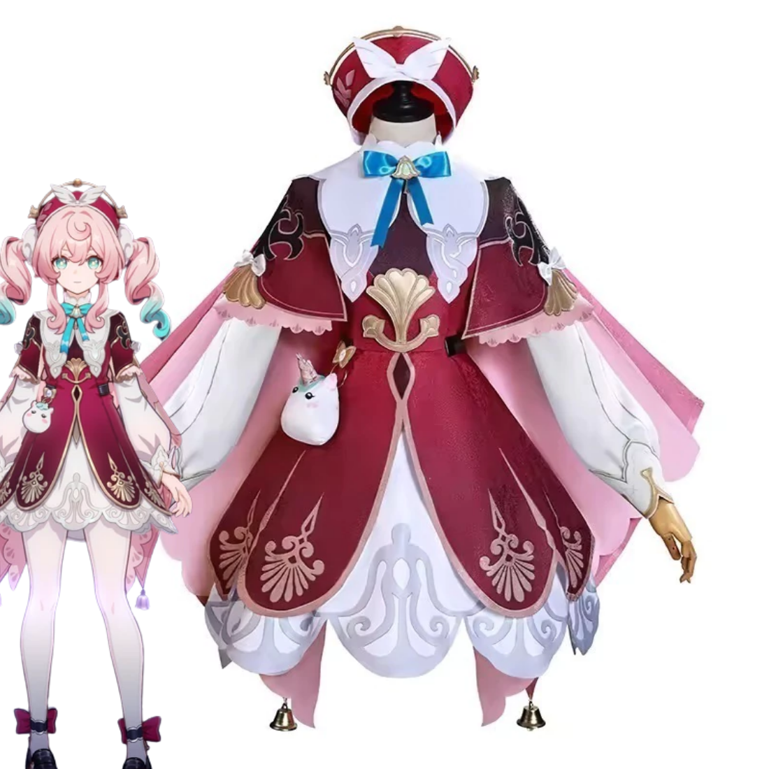 Hyacine cosplay costume with matching wig from Shadora, featuring vibrant colors and detailed design for costume events.