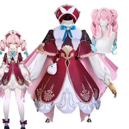 Hyacine cosplay costume with matching wig from Shadora, featuring detailed costume and vibrant wig for cosplay events.