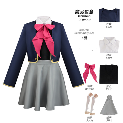 Aqua and Ruby Hoshino cosplay wigs from Oshi no Ko featuring vibrant red and blue hair styled for cosplay costumes.