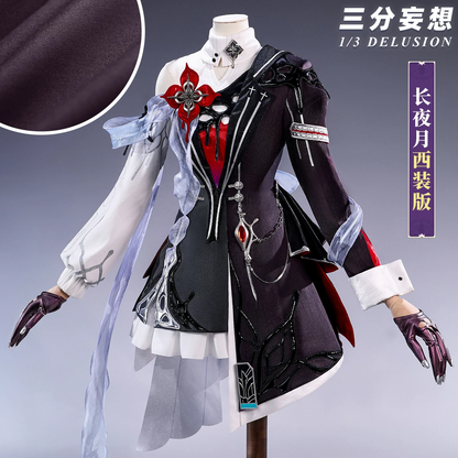 Evernight Cosplay and wig from Honkai Star Rail, featuring Shadora's detailed costume and vibrant pink wig for cosplay photos.