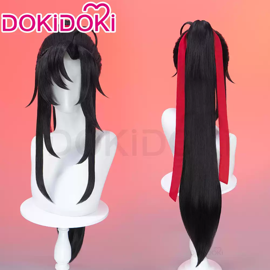 Shadora Wei Wuxian cosplay wig featuring long black hair with braided sections and traditional Chinese styling.