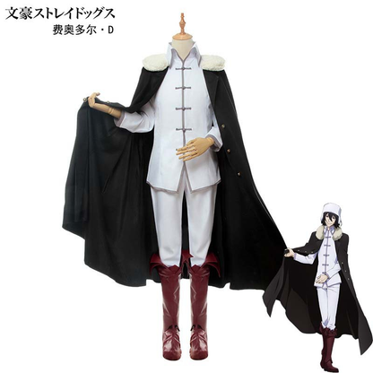 Fyodor cosplay costume with wig from Bungo Stray Dogs, featuring detailed clothing and accessories, by Shadora.