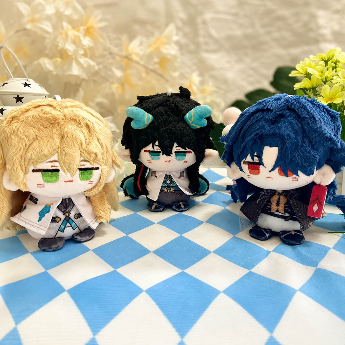Shadora Honkai Star Rail plush toys of Dan Heng, Imbibitor Lunae, Luocha, and Blade featuring detailed character designs.