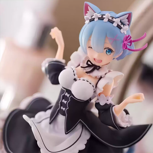 Rem figure from Re:Zero by Shadora, showcasing Rem in her detailed costume with her signature blue hair and expressive pose.