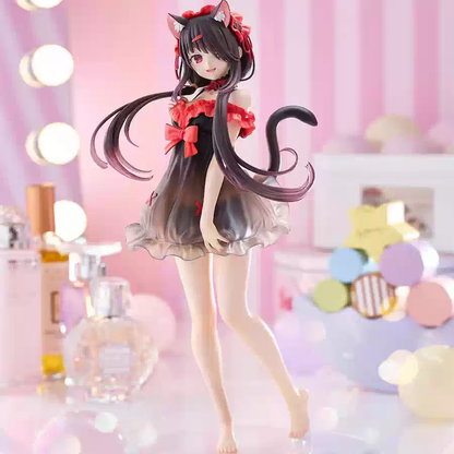 Kurumi Tokisaki figure by Shadora featuring detailed design and dynamic pose, showcasing her iconic black and red outfit.