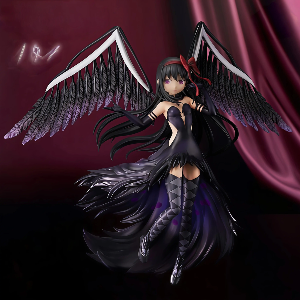 Homura Akemi figure from Madoka Magica by Shadora, showcasing her detailed costume and dynamic pose.
