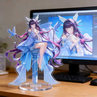 Acrylic stand by Shadora featuring a sleek, transparent design perfect for displaying collectibles or decorative items.