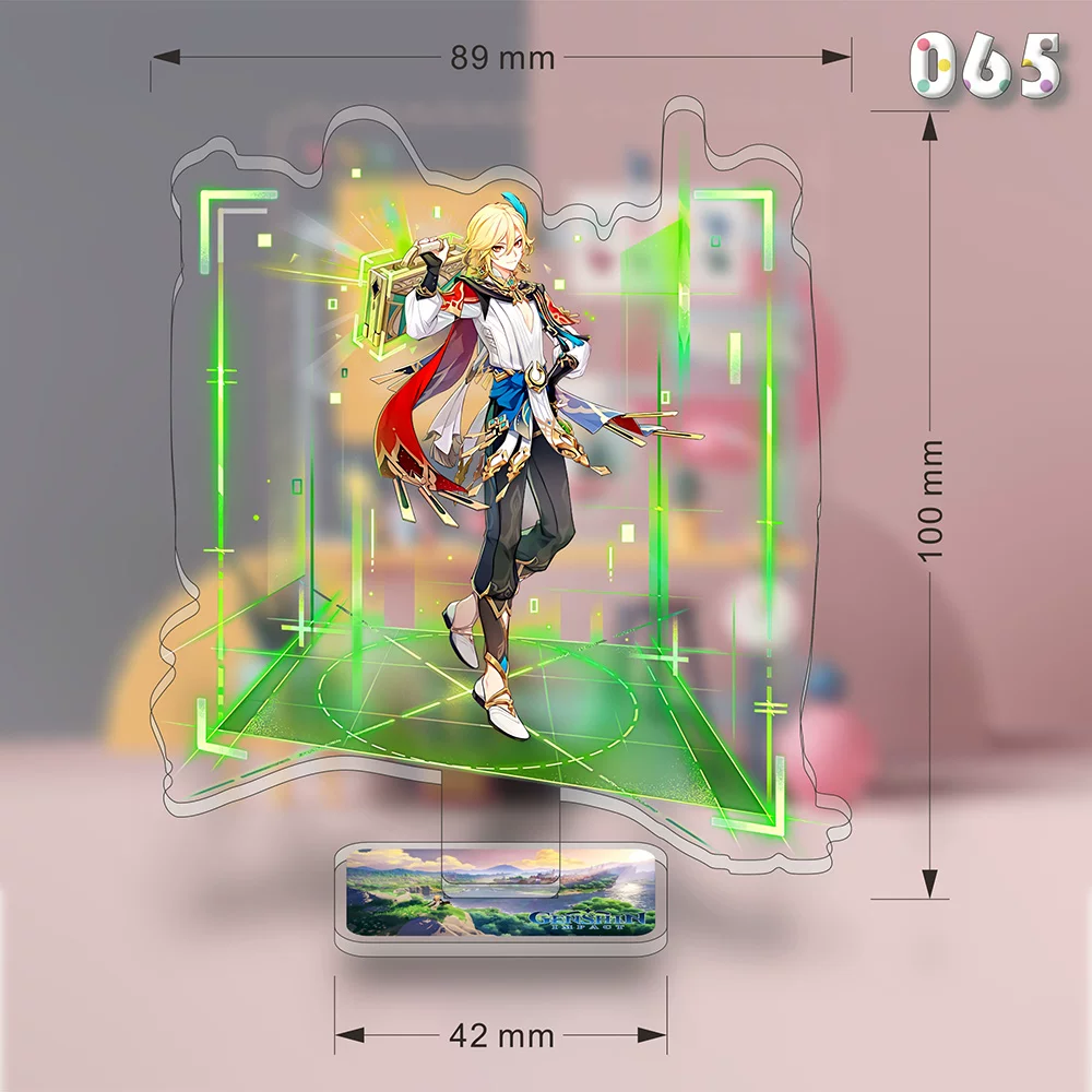 Kaveh acrylic stand from Genshin Impact by Shadora, featuring detailed character figure on clear acrylic base.