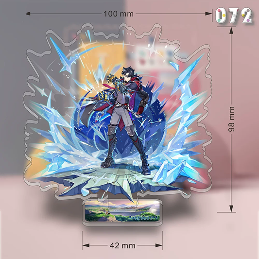 Akrilik stand featuring Wriothesley from Genshin Impact by Shadora, showcasing the detailed character figure on a clear acrylic base.
