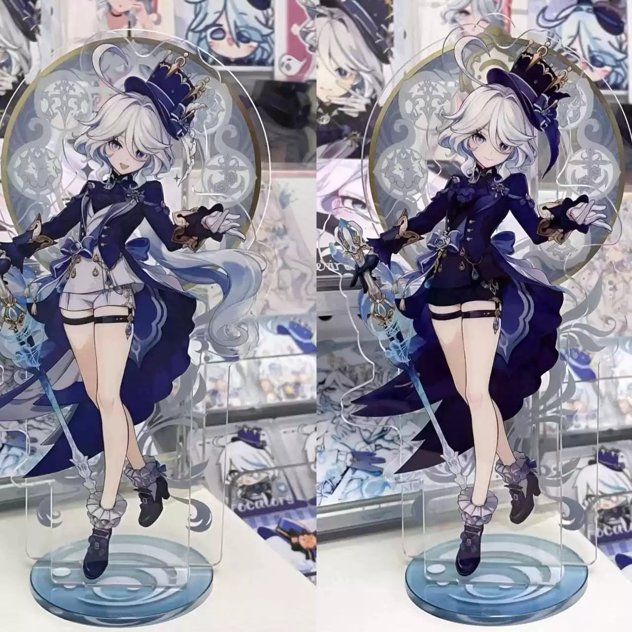 Shadora Furina Akrilik Stand featuring a detailed Genshin Impact character display on clear acrylic.