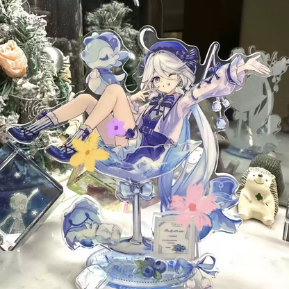 Acrylic stand of Furina from Genshin Impact by Shadora, featuring a detailed figure on a clear display base.