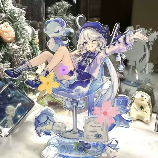 Acrylic stand of Furina from Genshin Impact by Shadora, featuring a detailed figure on a clear display base.