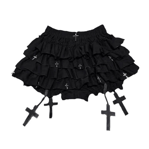 Fırfırlı mini etek from eprolo with ruffled design, black color, stylish and trendy for casual or dressy outfits.
