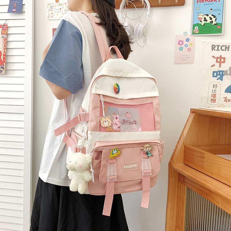 Colorful unisex backpack from eprolo, featuring multiple compartments and adjustable straps, suitable for school and daily use.