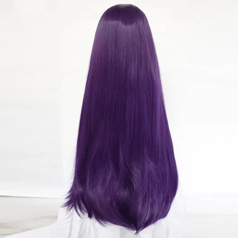 Yuri Peruk from Doki Doki Literature Club, styled as a character wig, with dark brown hair and layered cut, on a plain background.