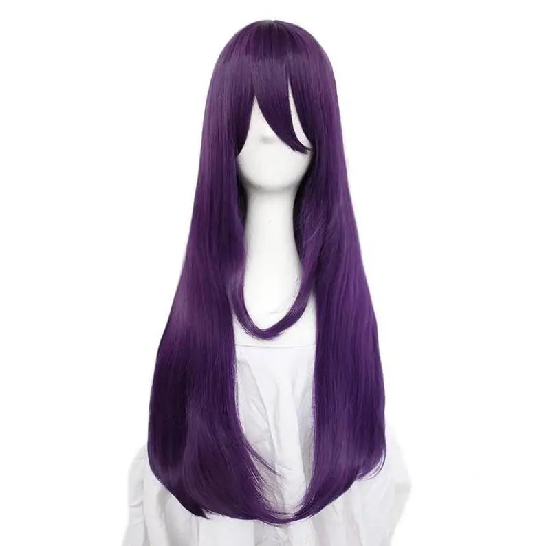Yuri Peruk from Doki Doki Literature Club, styled for cosplay, with detailed dark green hair and realistic wig texture.