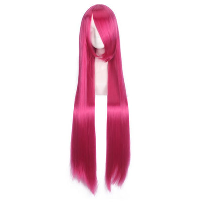 Colorful long eprolo wig, 100cm length, shown with vibrant strands and natural style, perfect for versatile hair looks.