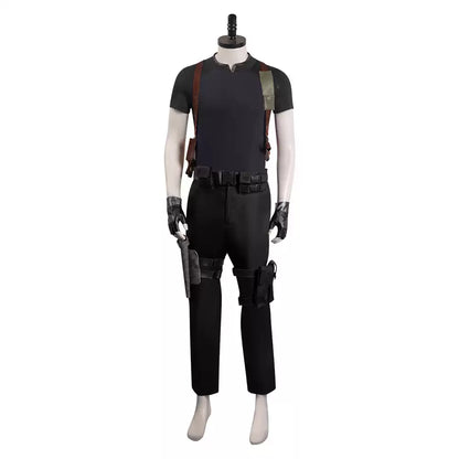 Leon Scott Kennedy cosplay costume from Resident Evil with wig, created by Shadora, featuring detailed military-style gear and accessories.