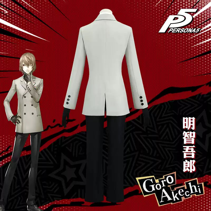 Goro Akechi cosplay costume inspired by Magami Tensei, featuring detailed design and accessories from Shadora.