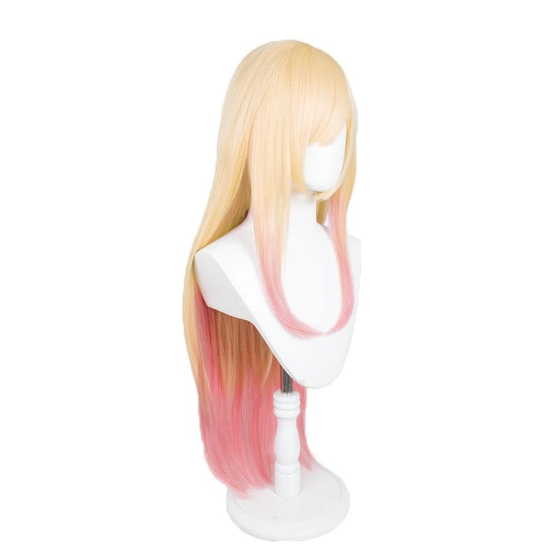 Long blonde wig resembling Marin Kitagawa's hairstyle, 60cm, from eprolo, styled with layered, straight hair and natural shine.