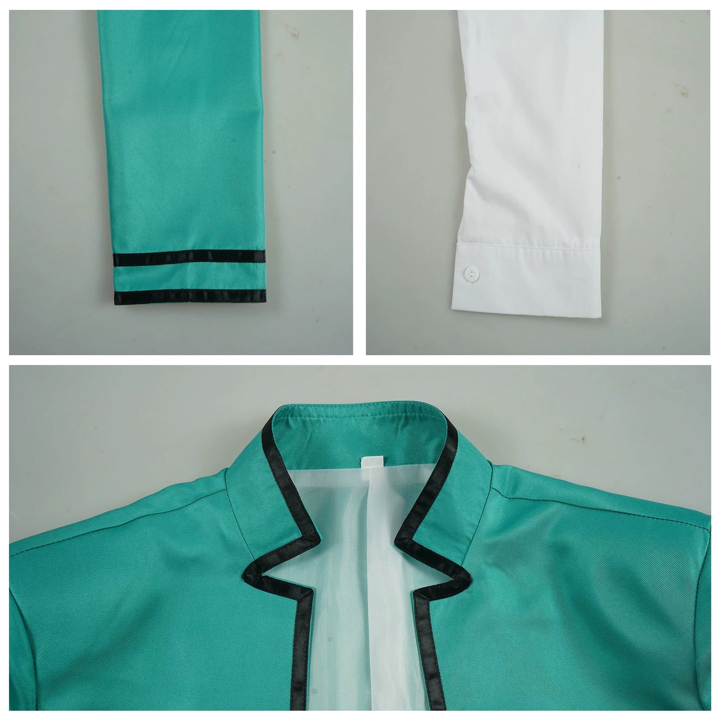 Shadora Saiki K. cosplay school uniform with wig, featuring a white shirt, blazer, and accessories for anime costume.