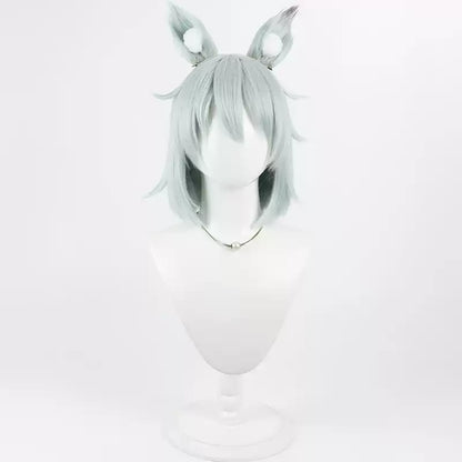 Shadora Sato Yaniko Peruk Chainsmoker Cat cosplay wig with long black hair and chainsmoker-themed design, styled for costume use.