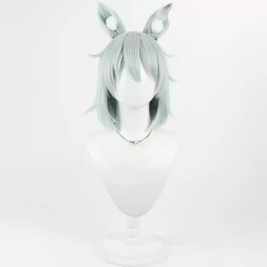 Shadora Sato Yaniko Peruk Chainsmoker Cat cosplay wig with long black hair and chainsmoker-themed design, styled for costume use.