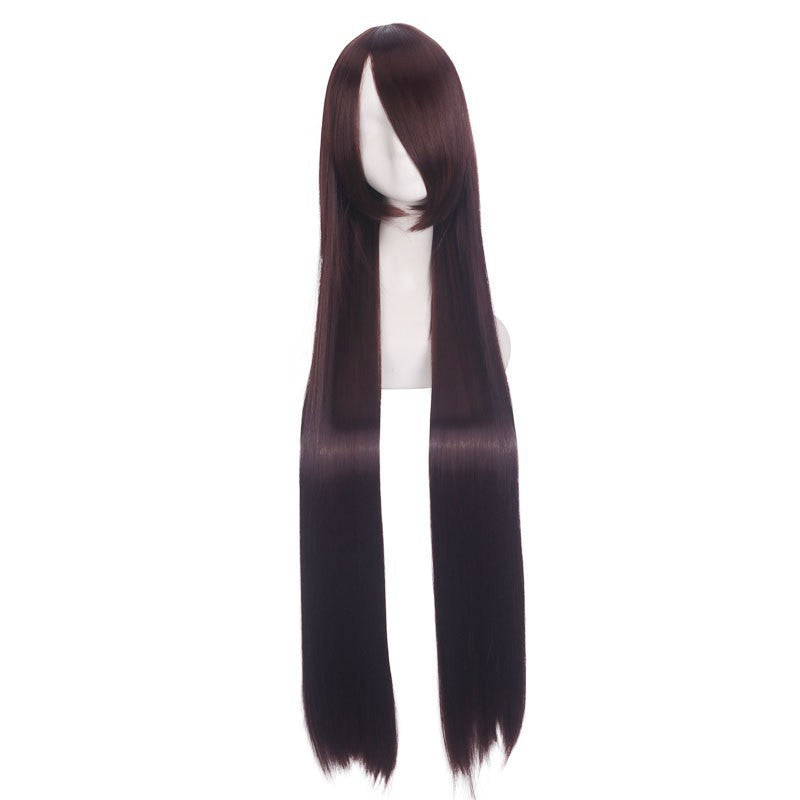 Colorful long eprolo wig, 100cm length with vibrant shades, showcasing soft, flowing synthetic hair for stylish costume or fashion use.