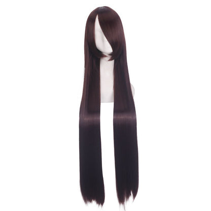Colorful long eprolo wig, 100cm length with vibrant shades, showcasing soft, flowing synthetic hair for stylish costume or fashion use.