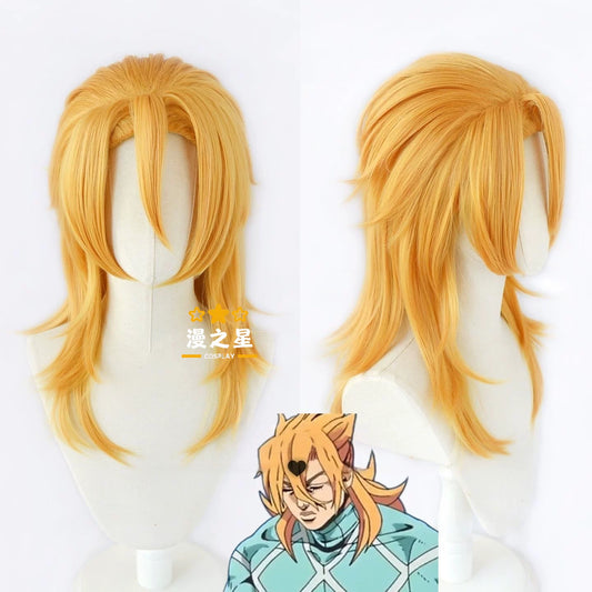 Cosplay of Dio Brando with wig from Jojo's Bizarre Adventure, featuring character costume and accessories by Shadora.
