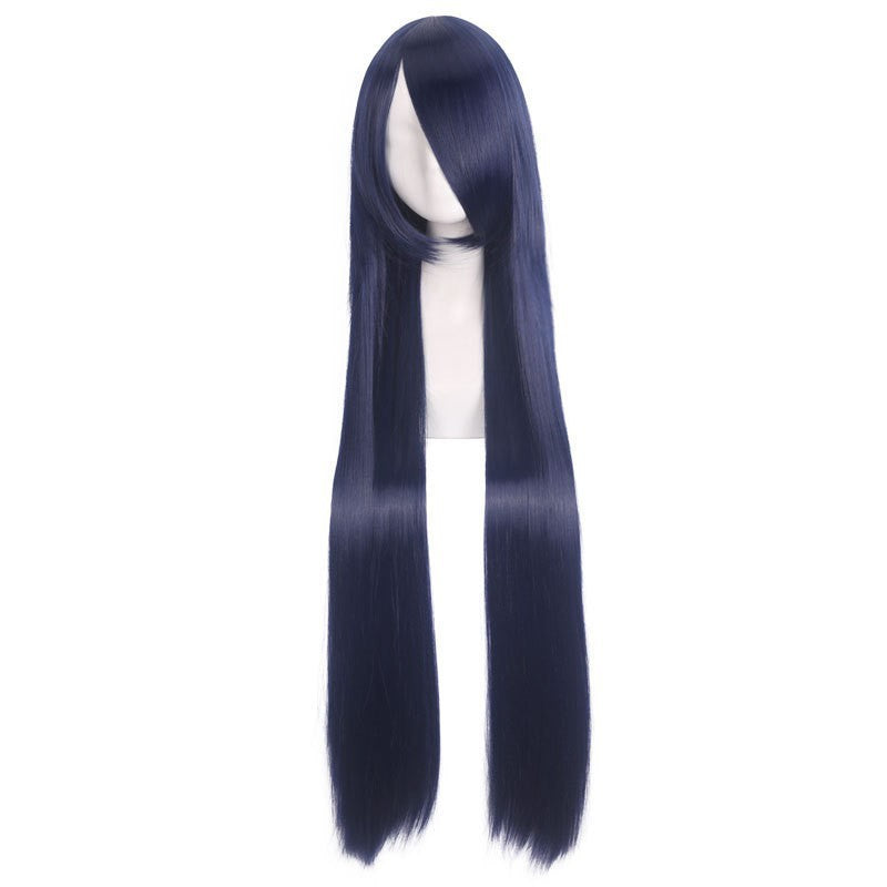 Colorful long eprolo wig, 100cm, with vibrant strands and natural hair texture, styled for a full, flowing look.