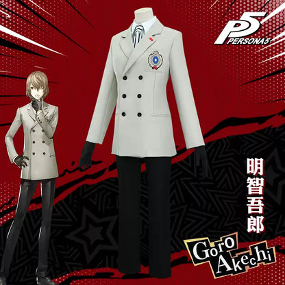 Goro Akechi cosplay costume from Magami Tensei by Shadora, featuring detailed character outfit with vibrant colors and intricate design.