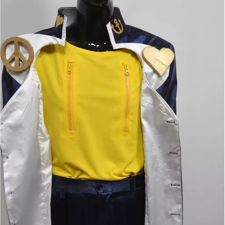Josuke Higashikata cosplay costume from JoJo's Bizarre Adventure, featuring detailed outfit and accessories by Shadora.