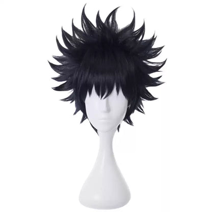 Megumi Fushiguro cosplay with black wig from Jujutsu Kaisen, featuring detailed costume and accessories by Shadora.
