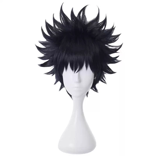 Megumi Fushiguro cosplay with black wig from Jujutsu Kaisen, featuring detailed costume and accessories by Shadora.
