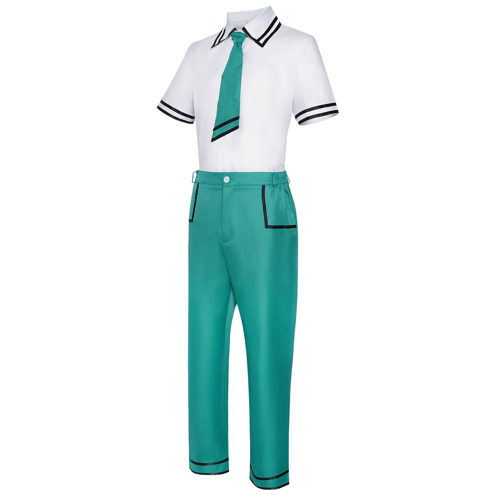 Shadora Saiki K. okul üniforması cosplay with peruk, featuring a navy blazer, white shirt, and accessories for anime costume.